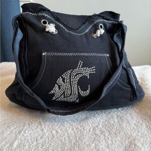 Black Purse with WSU Silver Embellishments